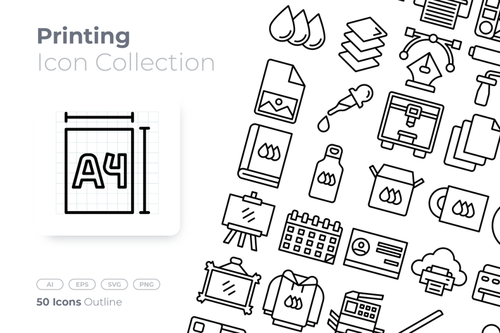 Printing Outline Icon