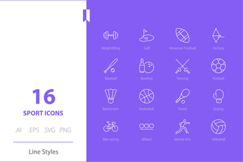 Sport Icon Set Line Styles