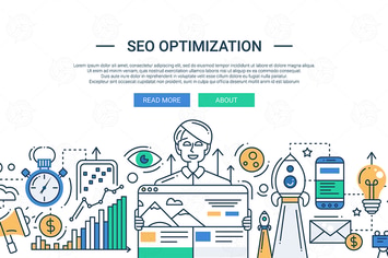 SEO optimization - line design illustration