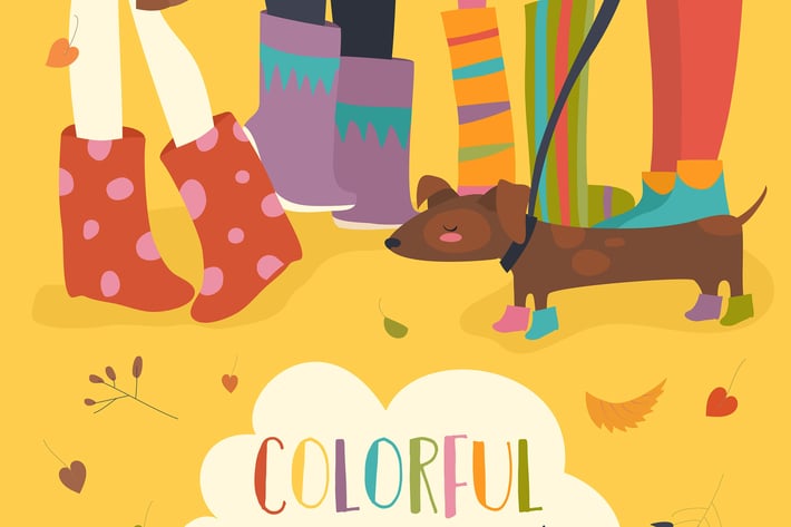 Vector card - Hello Autumn. Funny illustration 