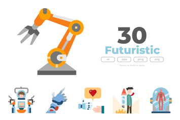 30 Futuristic Icons - FLAT