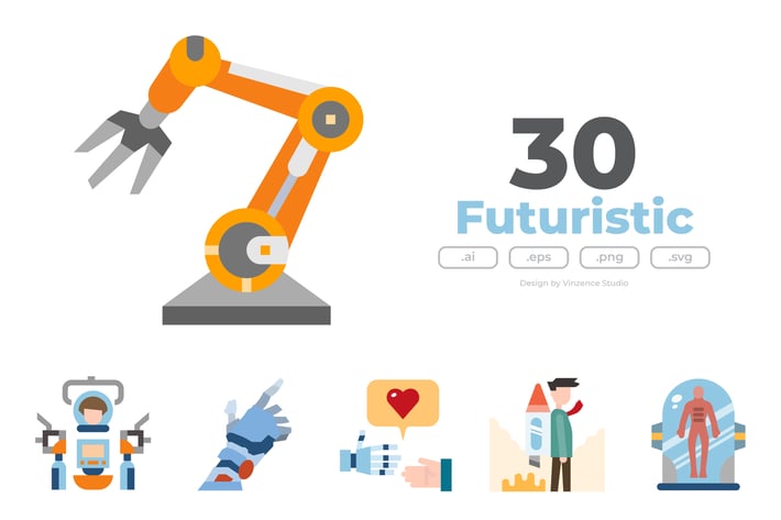 30 Futuristic Icons - FLAT