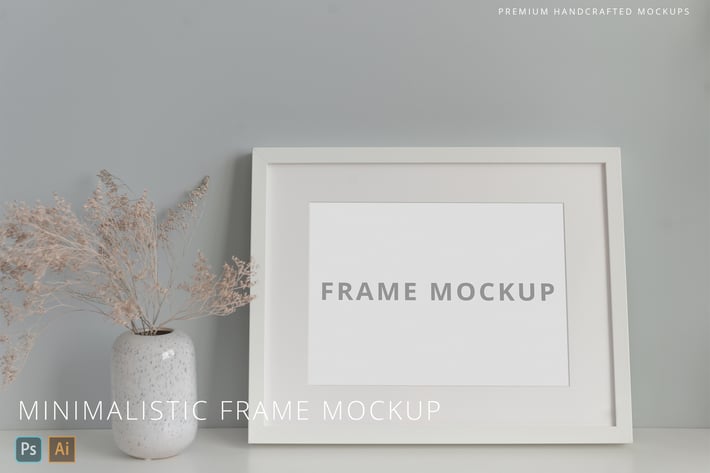 Minimalistic Horizontal Picture Photo Frame Mockup