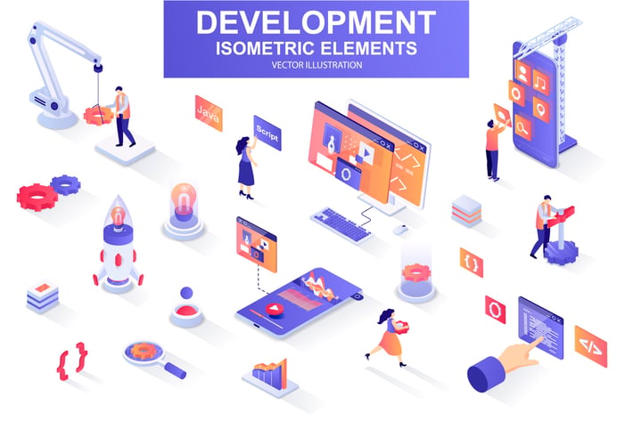 Development Company Isometric Design Elements