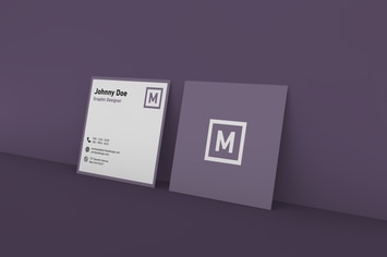 Square Business Card Wall Mockup