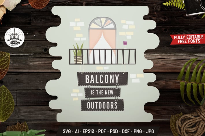 Balcony New Outdoor Retro Illustration Concept