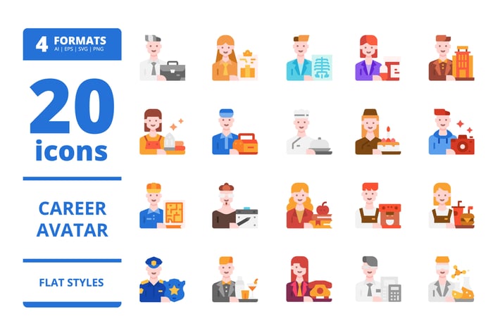 Career avatar Flat icons packs