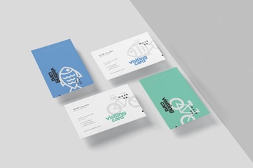 Horizontal Visiting Card Mockup Set