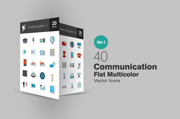 40 Communication Flat Multicolor Icons