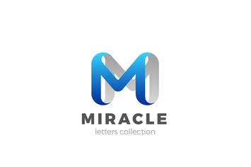 Letter M Logo design 3D Ribbon style