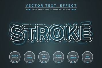 Glow stroke  - editable text effect,  font style