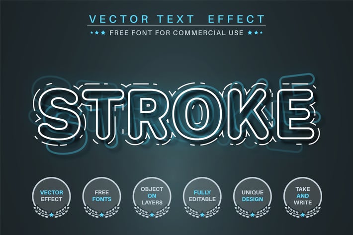 Glow stroke  - editable text effect,  font style