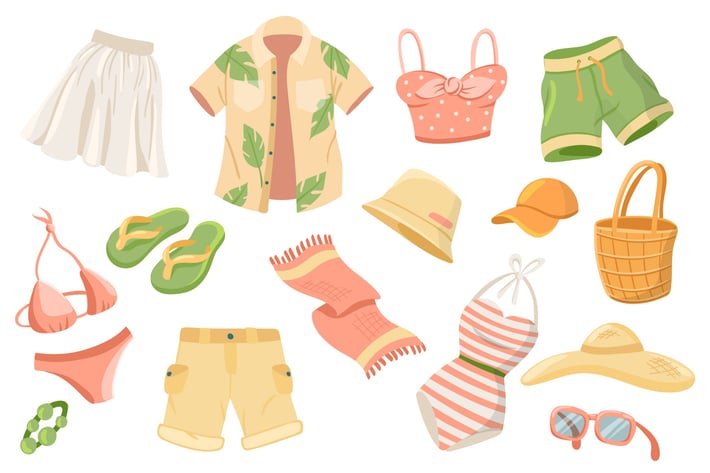 Summer Clothing Isolated Elements Set