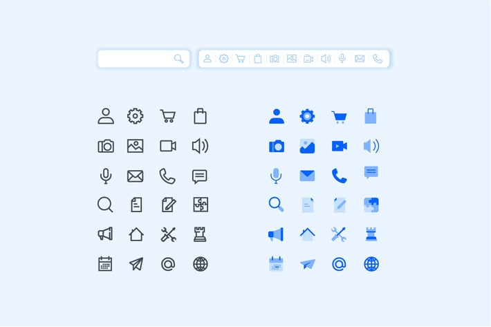 Set of Basic Icons for Smartphone Apps and Service