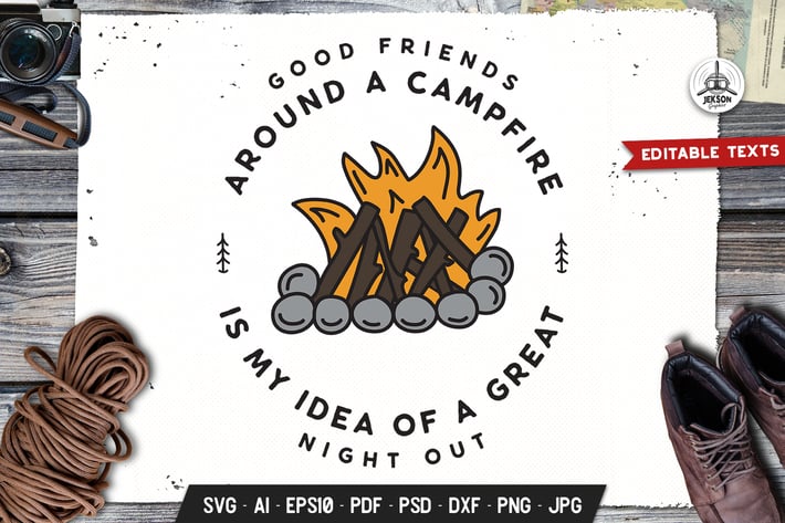 Camping Adventure Badge Vector Retro Graphic Logo