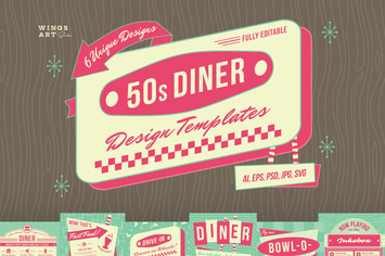 1950s Retro Diner Menu Graphics
