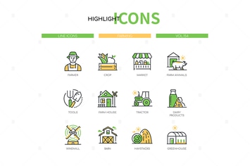 Farming - Modern Line Design Style Icons Set