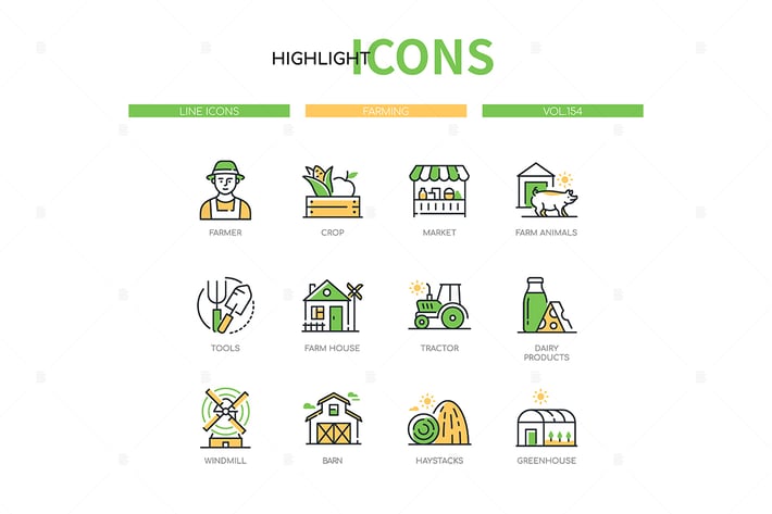 Farming - Modern Line Design Style Icons Set