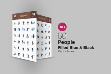 60 People Blue & Black Icons