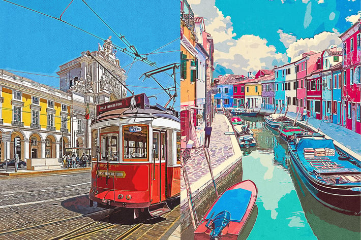 Vintage Travel Poster Photoshop Action