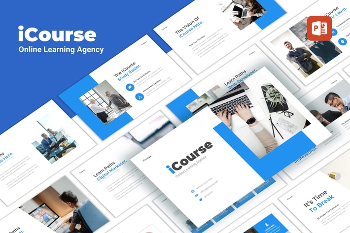 iCourse - Online Learning PowerPoint Template