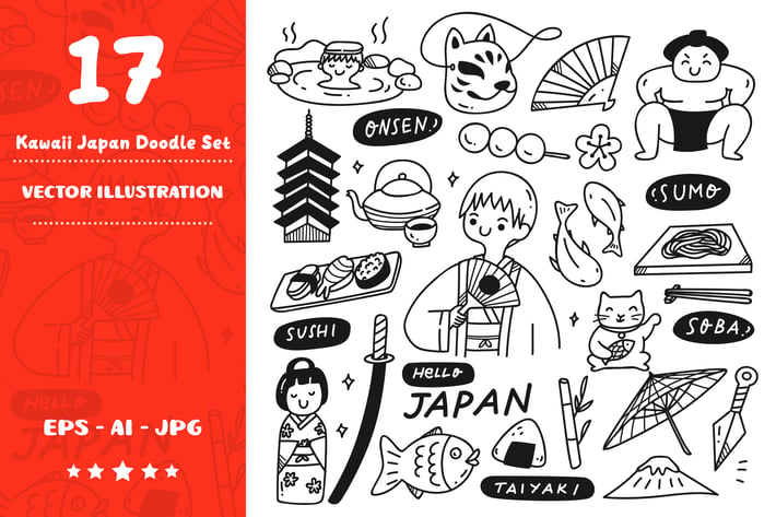 Kawaii Japan Doodle Set