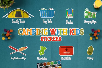 Camping With Kids Stickers / Icons and Logos