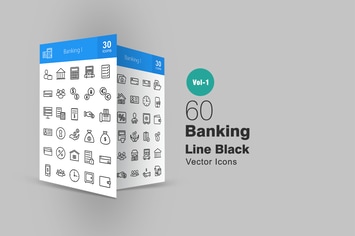 60 Banking Line Icons