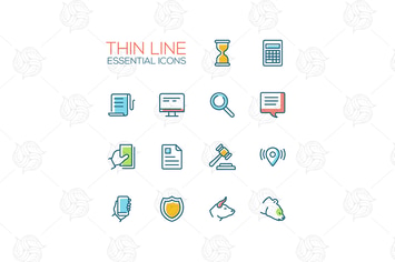 Business, Finance, Law Symbols - line design icons