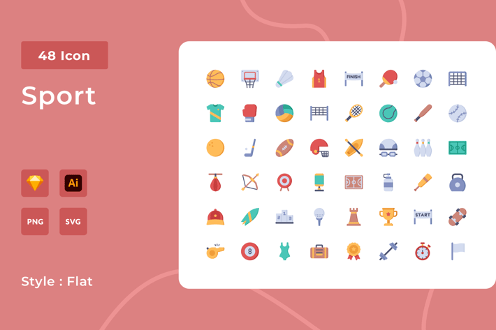 Sport Flat Style Icon Pack