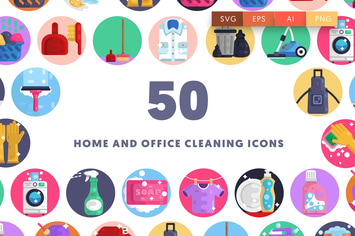 50 Home and Office Cleaning Icons
