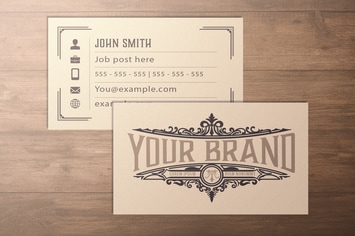 Vintage Business Card Layout with Ornaments 