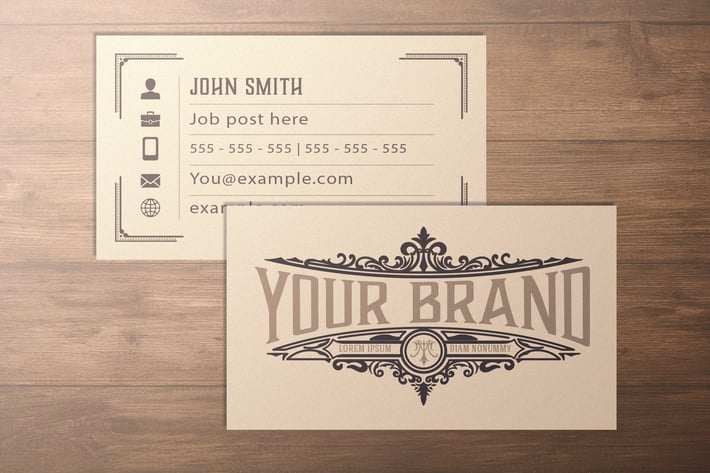 Vintage Business Card Layout with Ornaments 