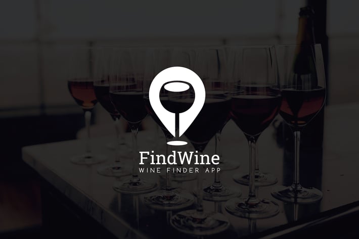 FindWine : Negative Space Location Pin Logo