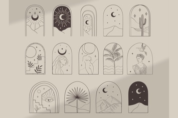 Bohemian Modern Arch Design Objects. Frame, Border