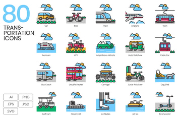 80 Transportation Icons