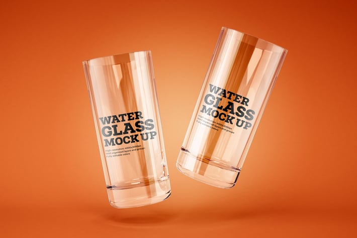 Water and Cocktail Glass Mockup