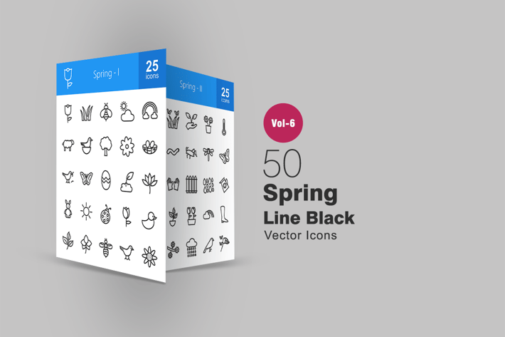 50 Spring Line Icons