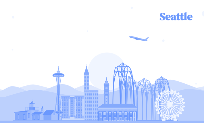 Vector City Illustration - Seattle Skyline