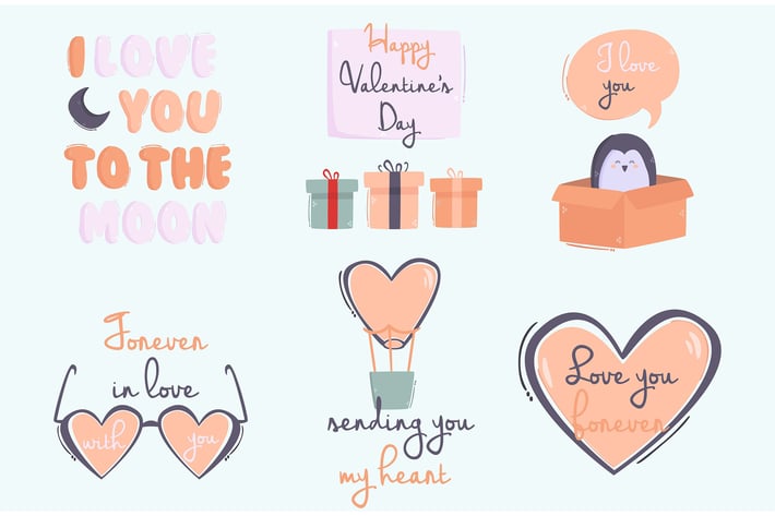 Valentine's Day Hand Drawn Bundle Illustration