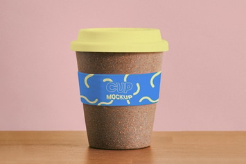 Reusable cork coffee cup mockup
