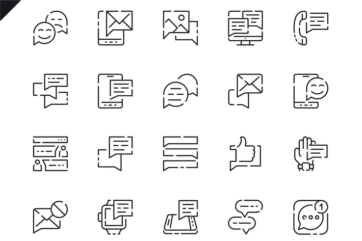 Simple Set Message Line Icons