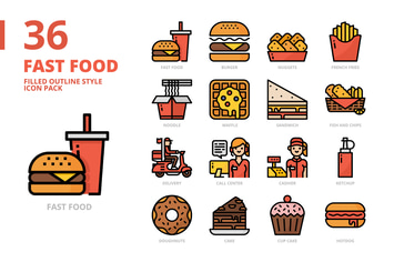 Fast food Filled Outline Style Icon Set