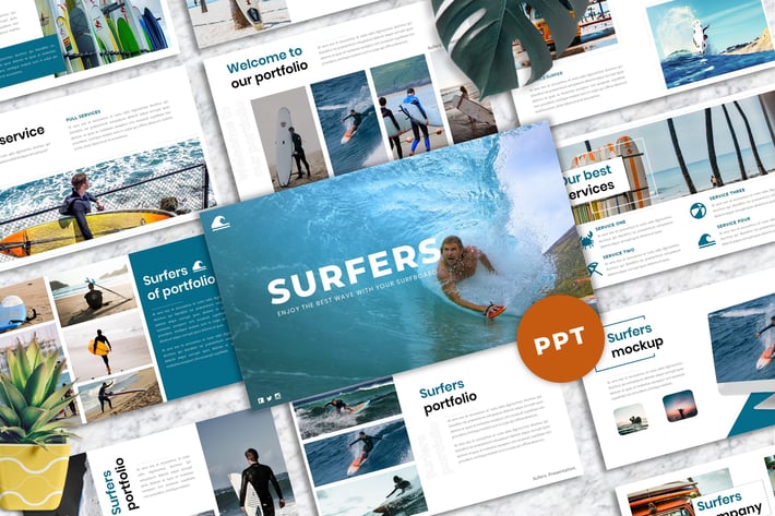 Surfers - Creative Business PowerPoint Template
