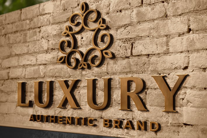 3D Brick Wall Metal Logo Mockup