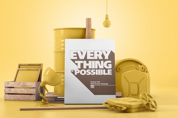 Canvas Art  Wall Frame Monochrome Scene Mockup