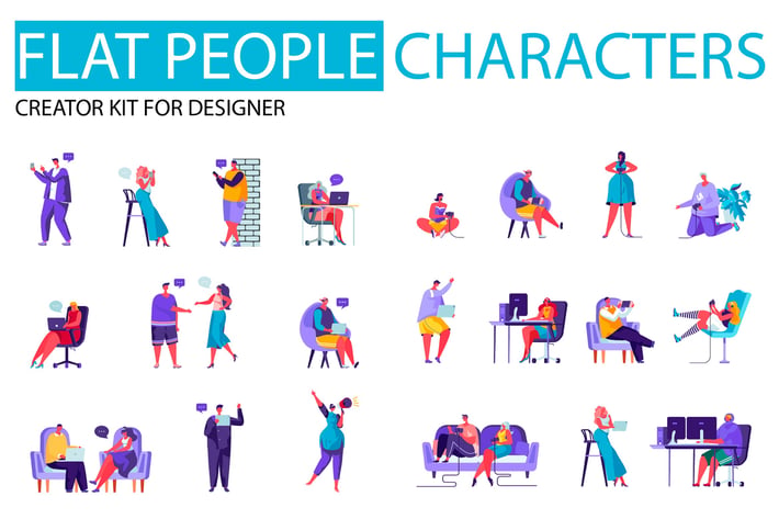 Modern Flat People Character Creator Kit