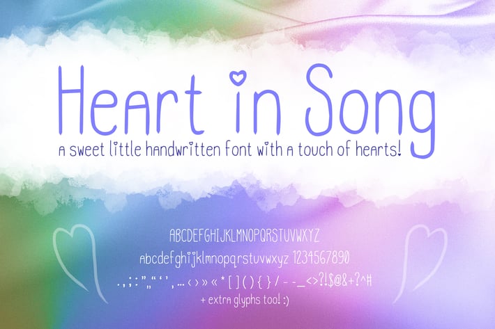 Heart in Song | Cute Handwriting Font with Hearts