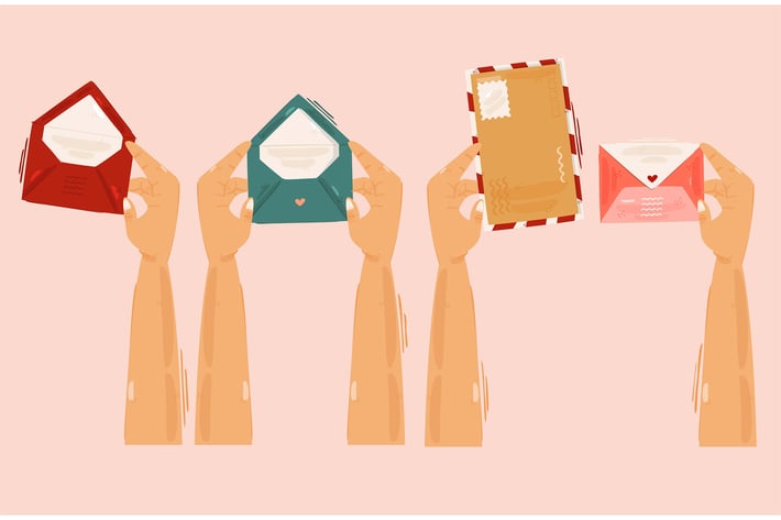 Hands Holding Envelopes Illustration