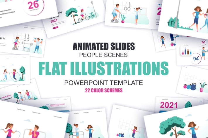 Fitness Flat Illustration Powerpoint Template